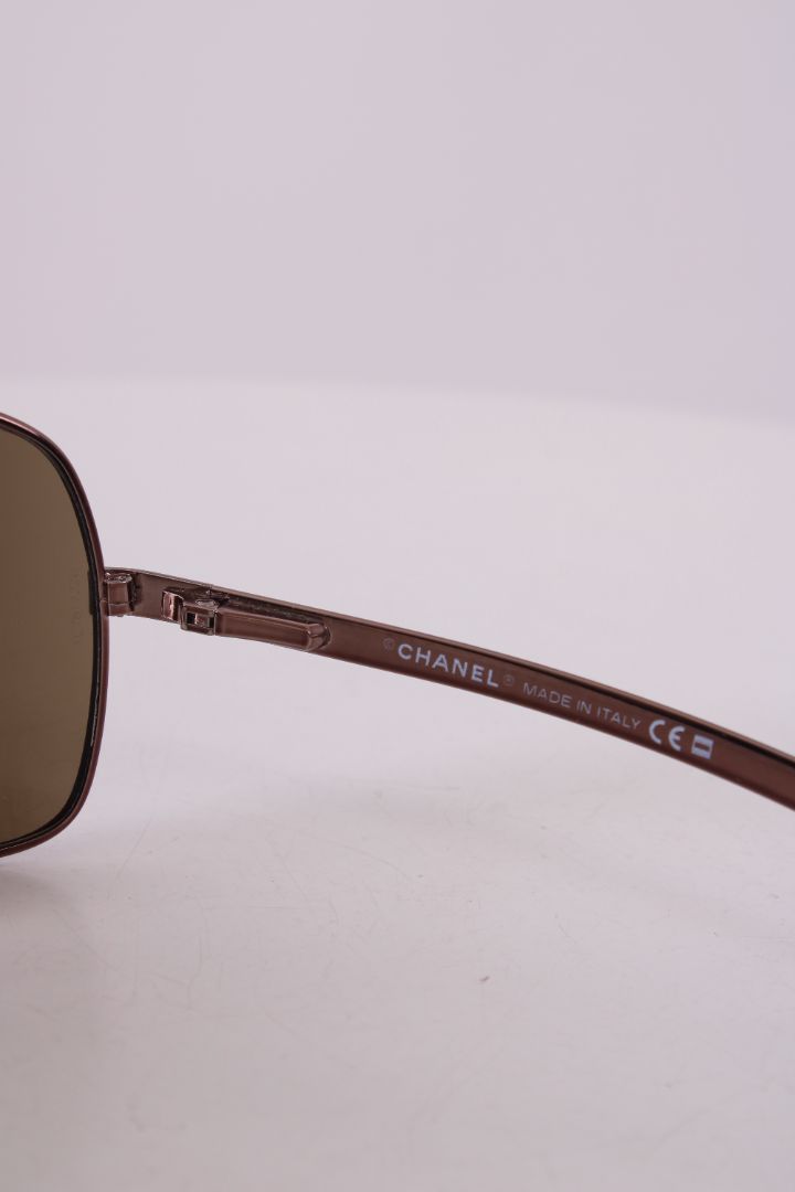 Chanel Aviator Lizard Effect Sunglasses Brown