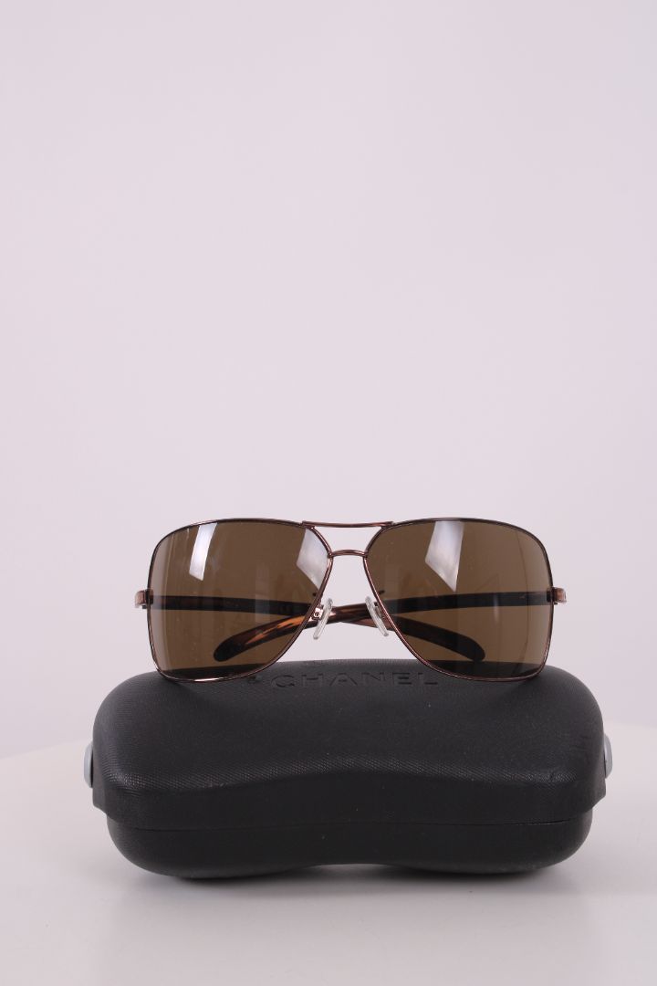 Chanel Aviator Lizard Effect Sunglasses Brown