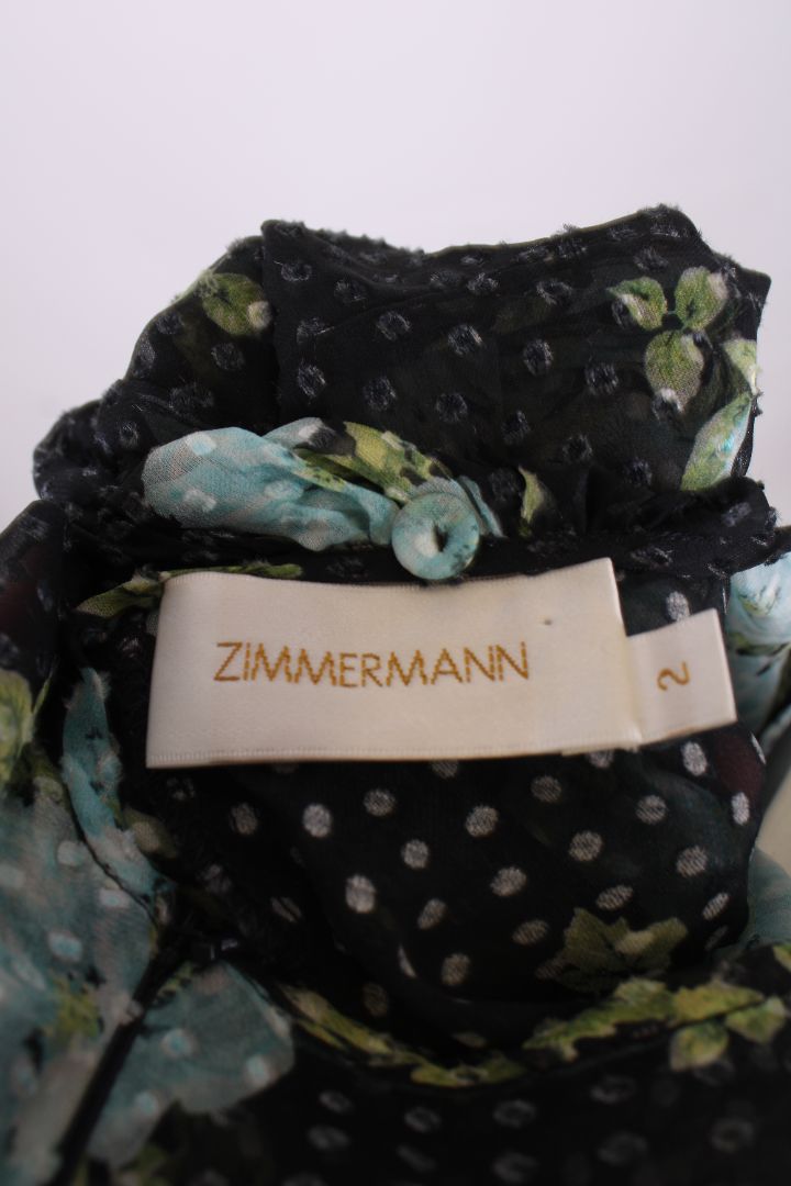 Zimmermann Floral Wrap Dress Navy/ Blue S