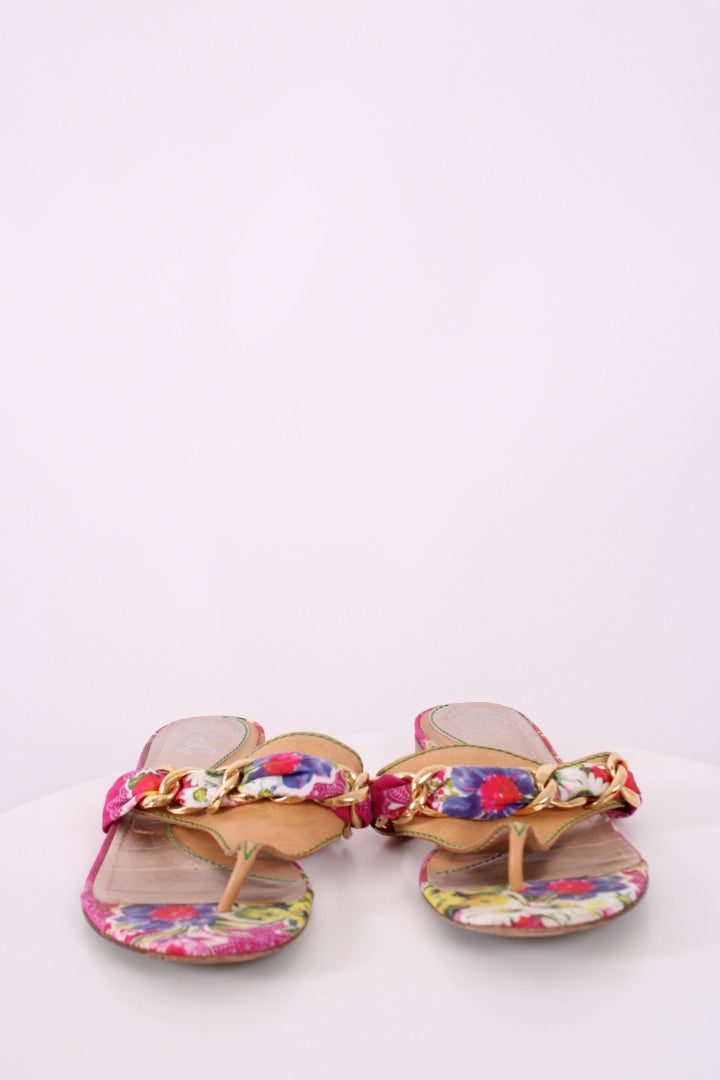 D&G Floral Chain Sandals Pink/ Blue 41