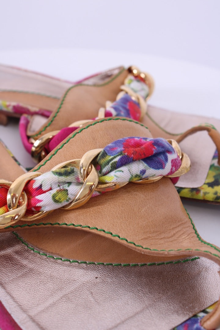 D&G Floral Chain Sandals Pink/ Blue 41