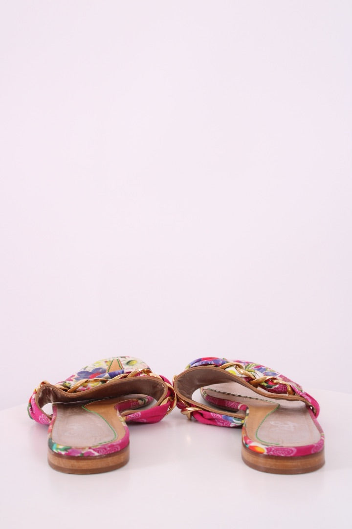 D&G Floral Chain Sandals Pink/ Blue 41