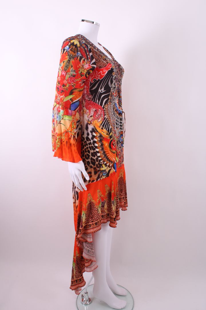 Czarina L/S High Low Crystal Dress Orange M