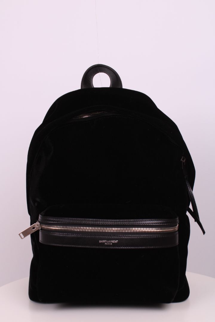 Saint Laurent Velvet City Backpack Black