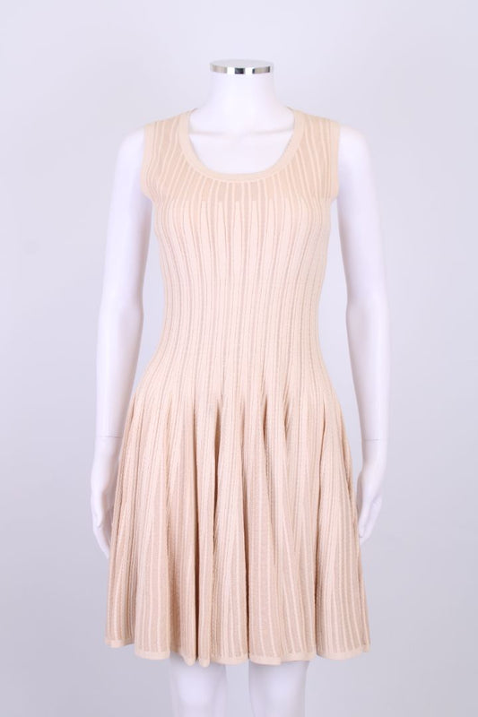 Alaia S/S Ribbed Dress Beige 14