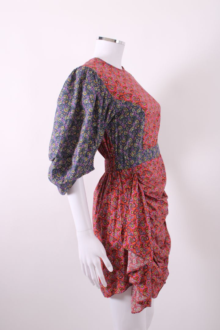 Rhode Puff Sleeve Mini Dress Blue/red S