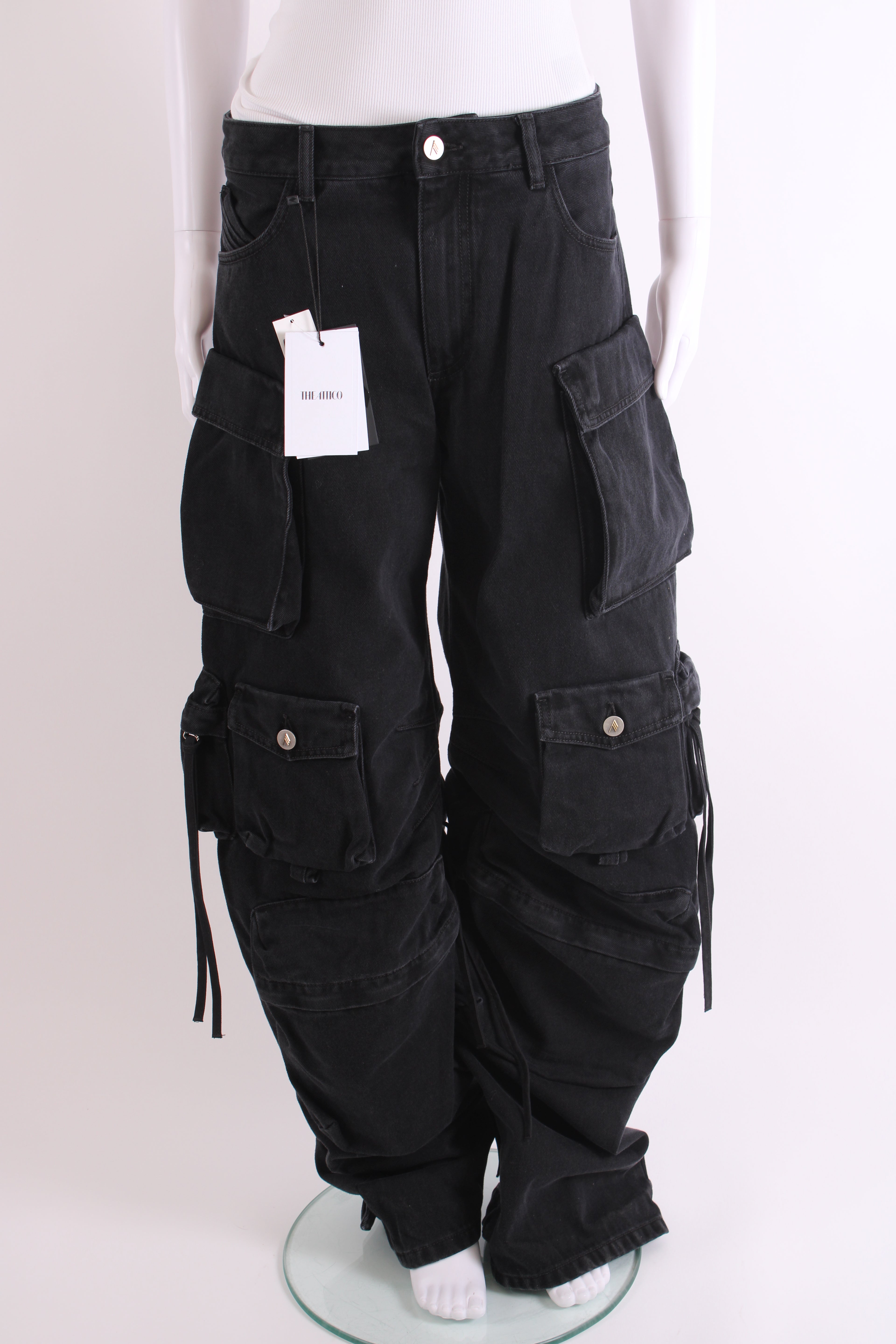 The Attico Cargo Pocket Fern Jeans Black 26W