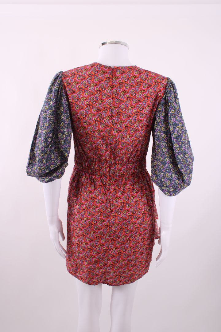 Rhode Puff Sleeve Mini Dress Blue/red S