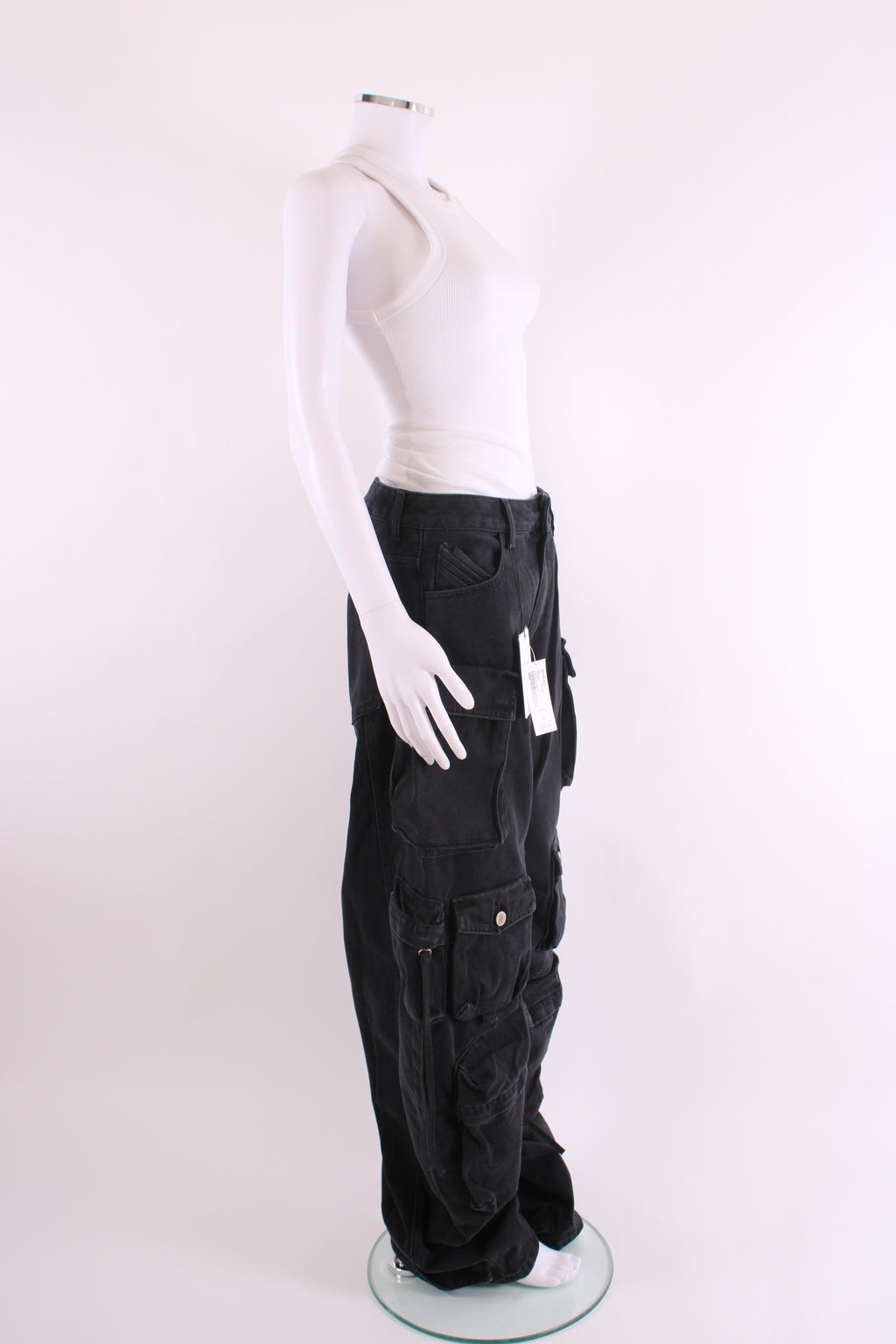 The Attico Cargo Pocket Fern Jeans Black 26W