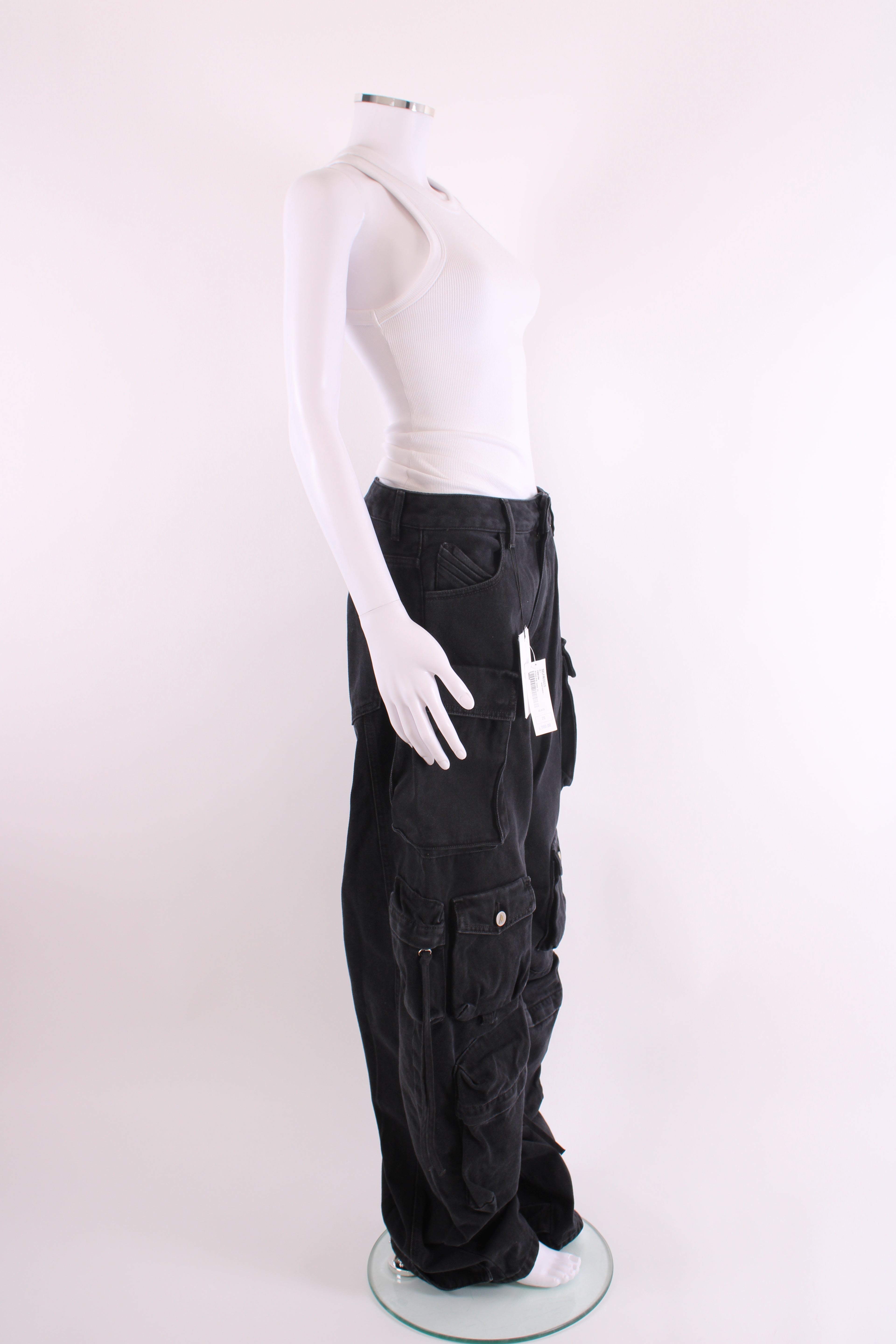 The Attico Cargo Pocket Fern Jeans Black 26W