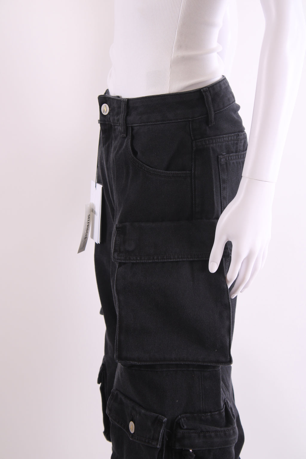 The Attico Cargo Pocket Fern Jeans Black 26W