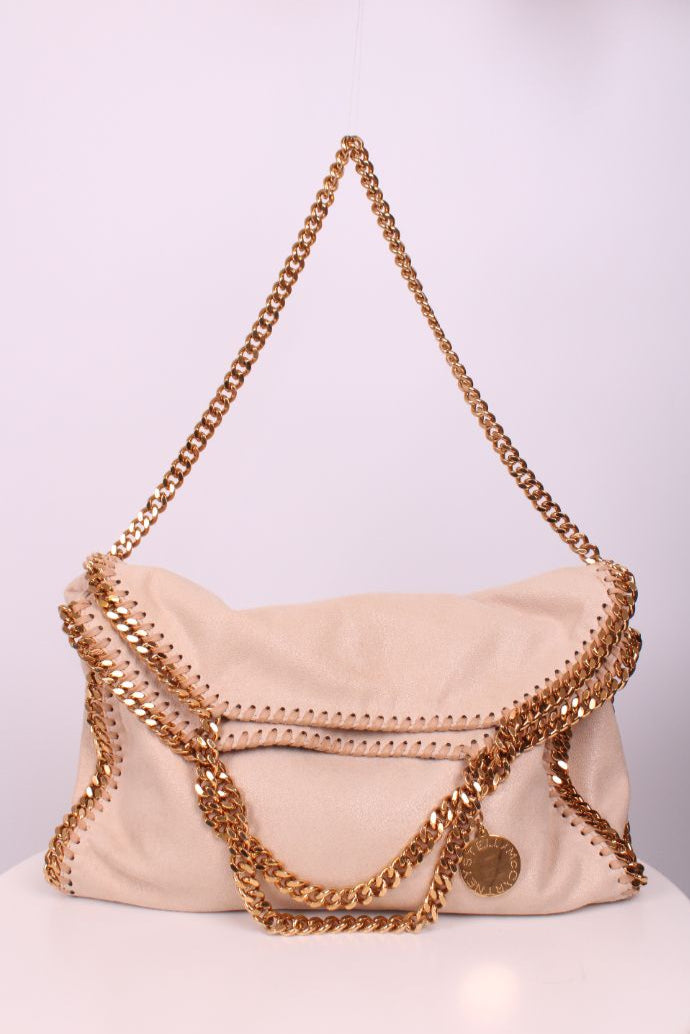 Stella McCartney Falabella Fold Over Tote Bag Beige/ Gold
