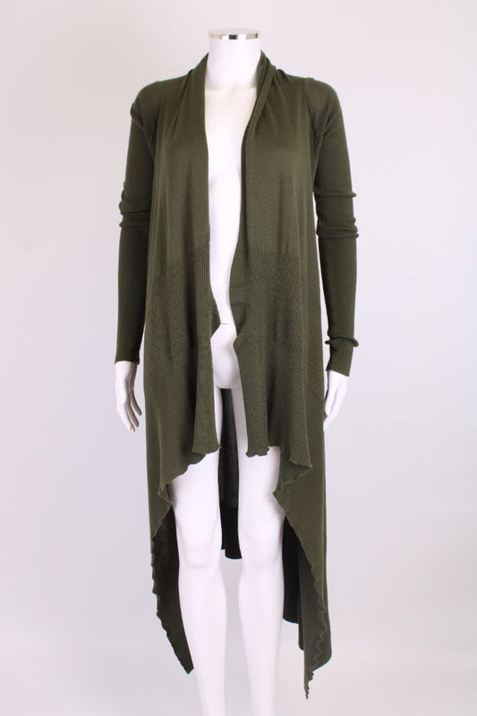 Rick Ownes Long Waterfall Cardigan Khaki XS