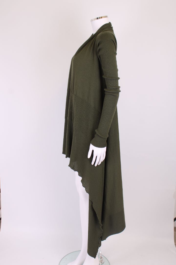 Rick Owens Long Waterfall Cardigan Khaki XS