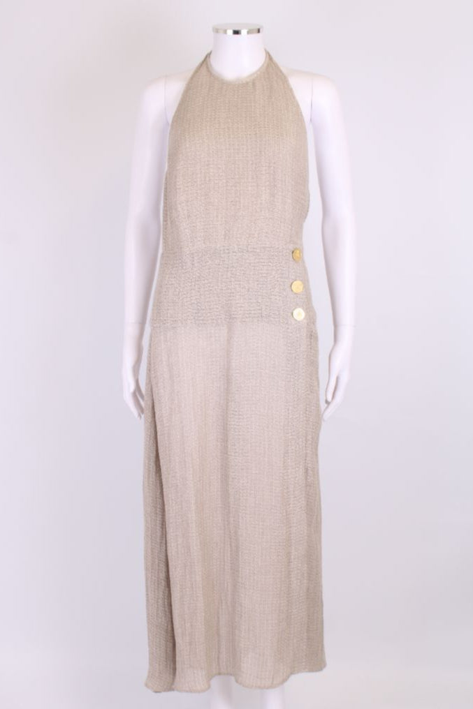 Le Kasha Halter Neck Split Dress Grey S
