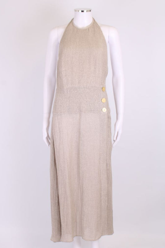 Le Kasha Halter Neck Split Dress Grey S