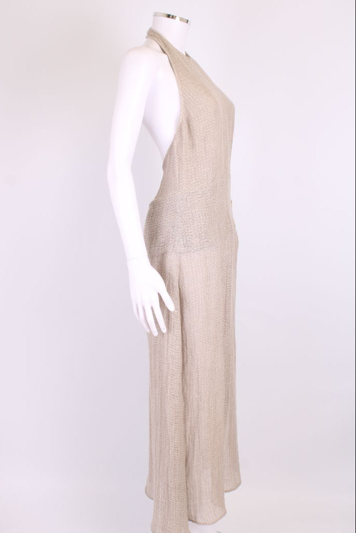 Le Kasha Halter Neck Split Dress Grey S
