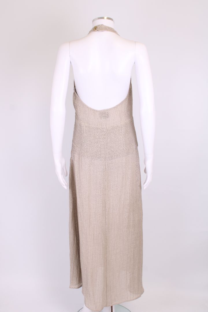 Le Kasha Halter Neck Split Dress Grey S