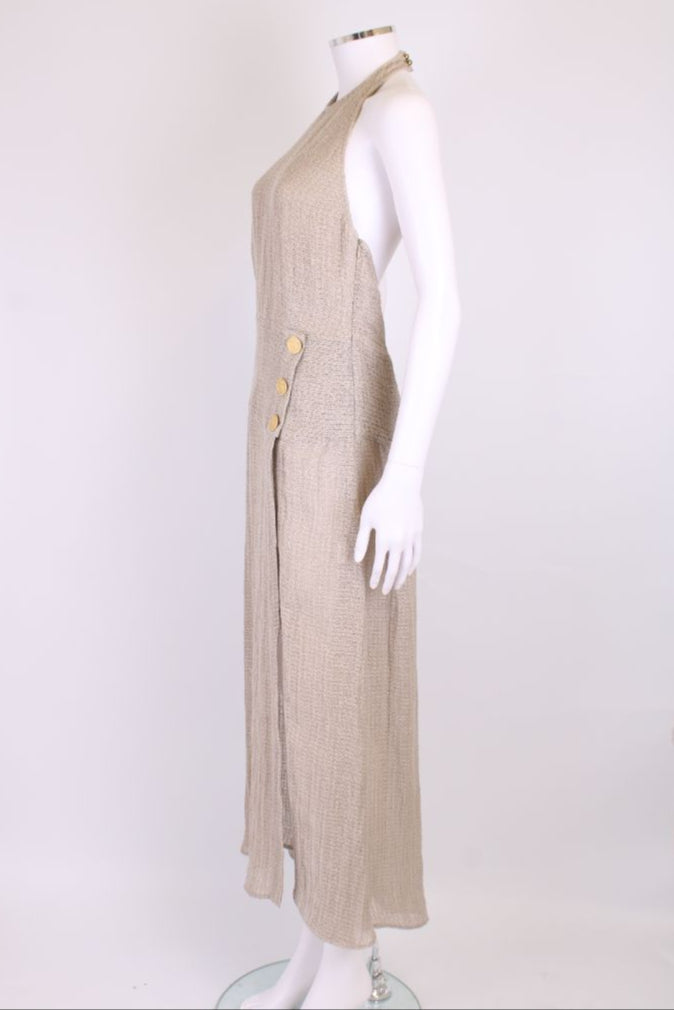 Le Kasha Halter Neck Split Dress Grey S