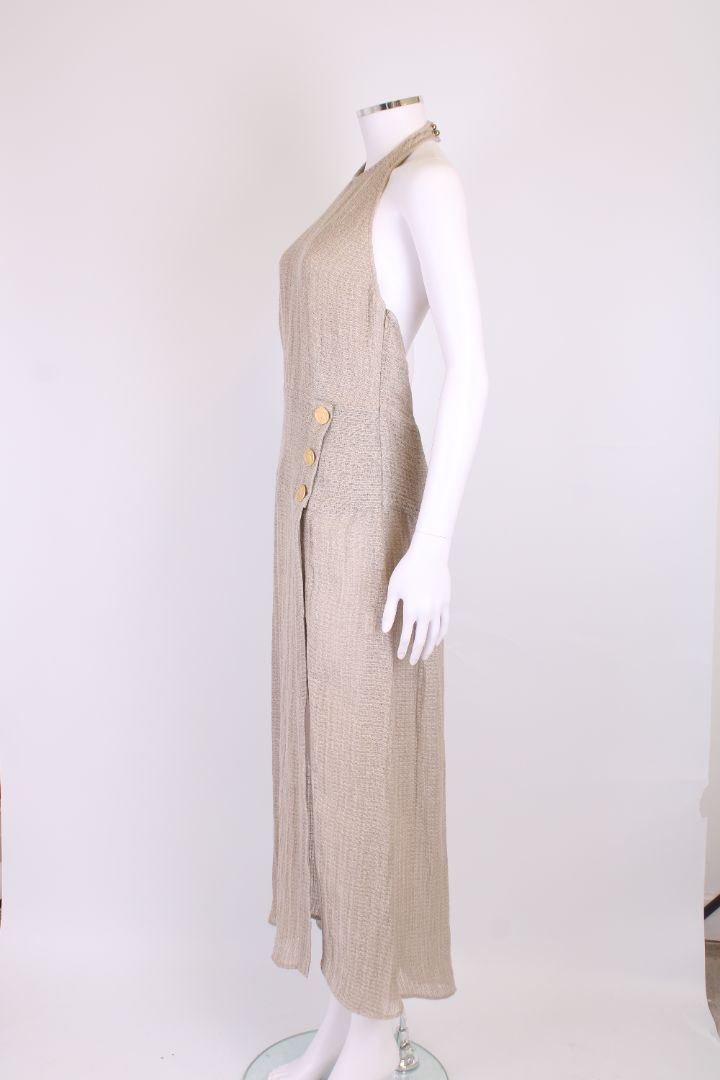 Le Kasha Halter Neck Split Dress Grey S