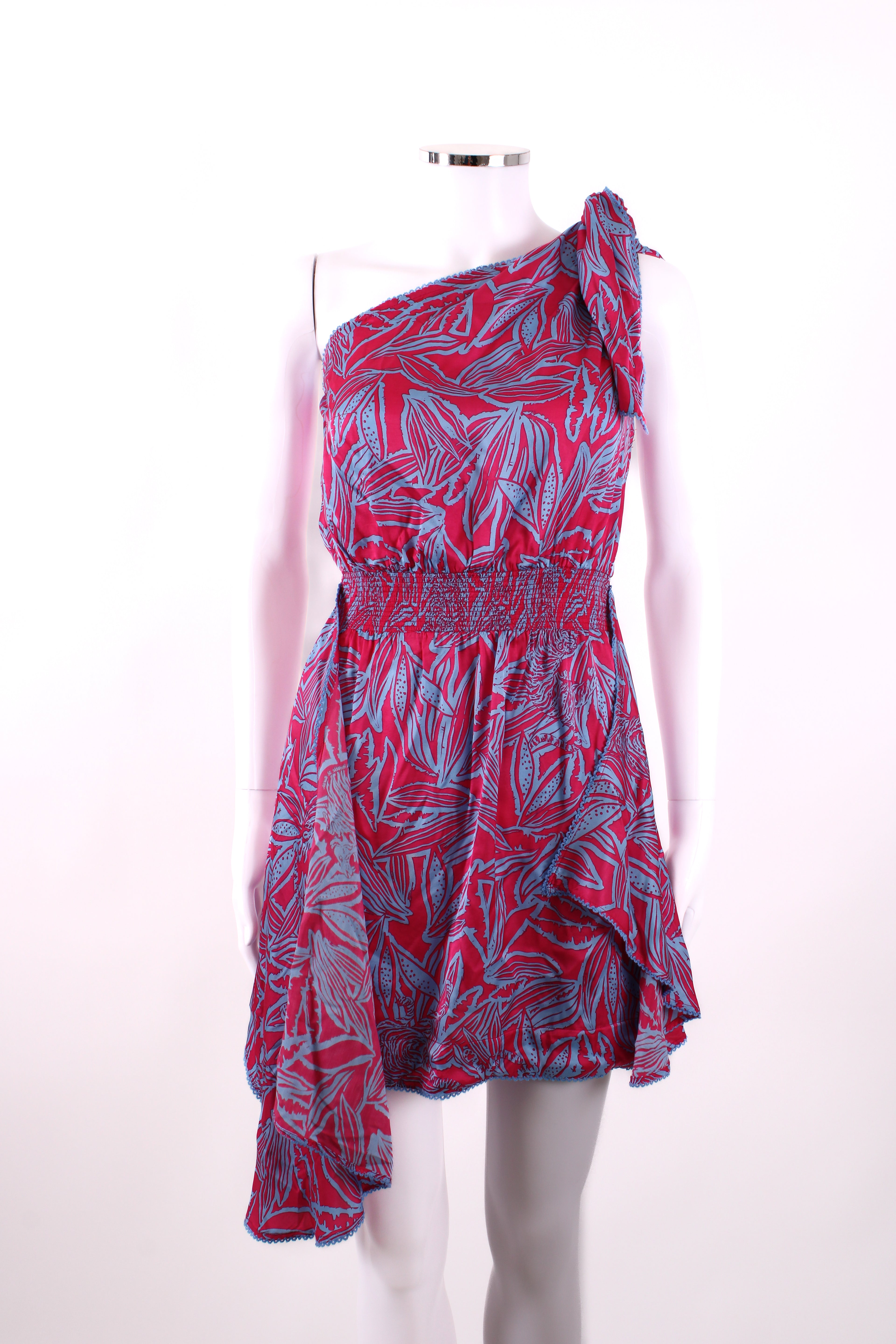 Poupette St Barth Halter Mini Dress Blue / Pink S