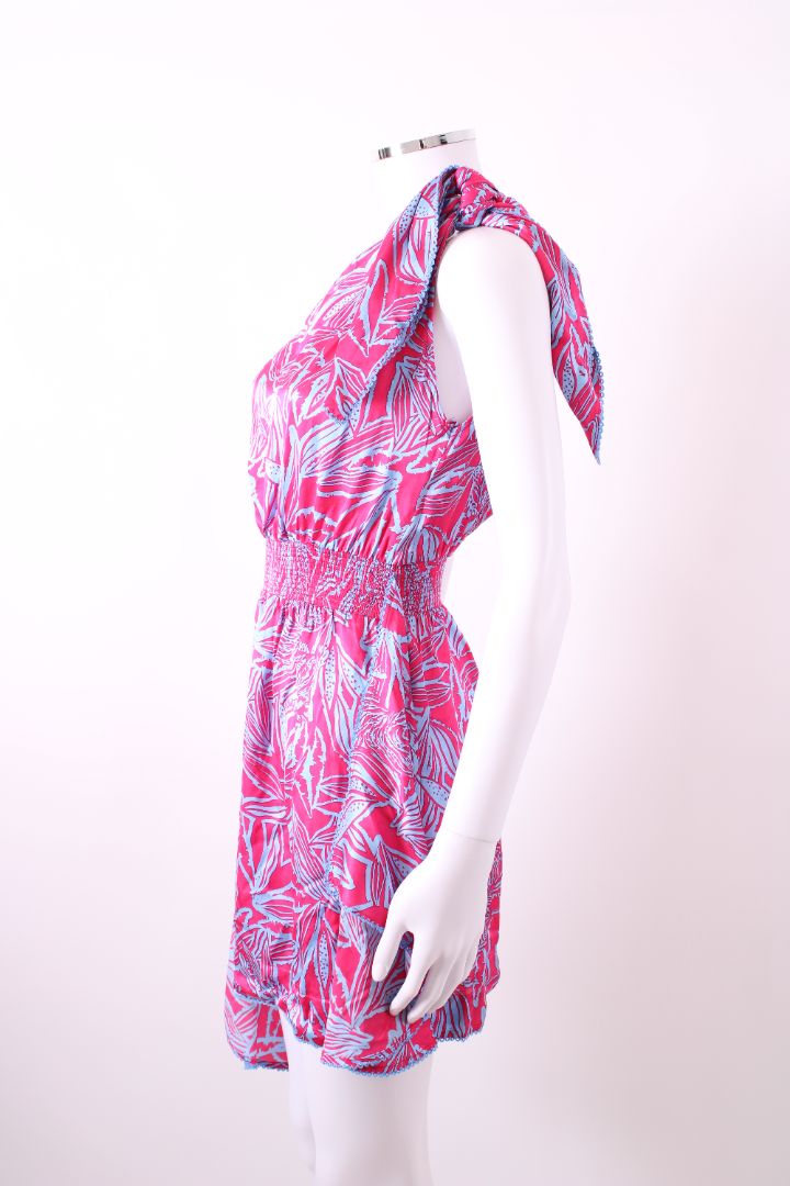 Poupette St Barth Halter Mini Dress Blue / Pink S