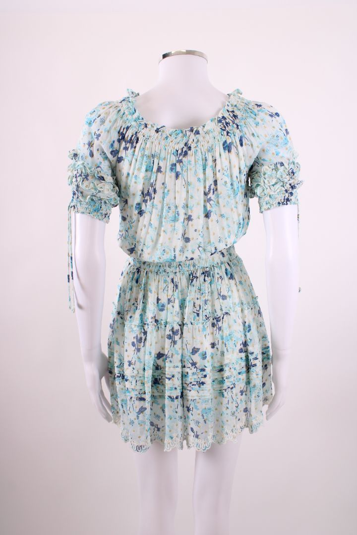Hemant & Nandita S/S Floral Shimmer Dress Blue/ Gold XS