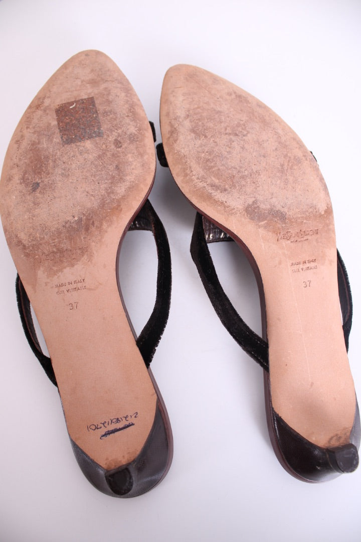 Yves Saint Laurent Kitten Heels Brown 37