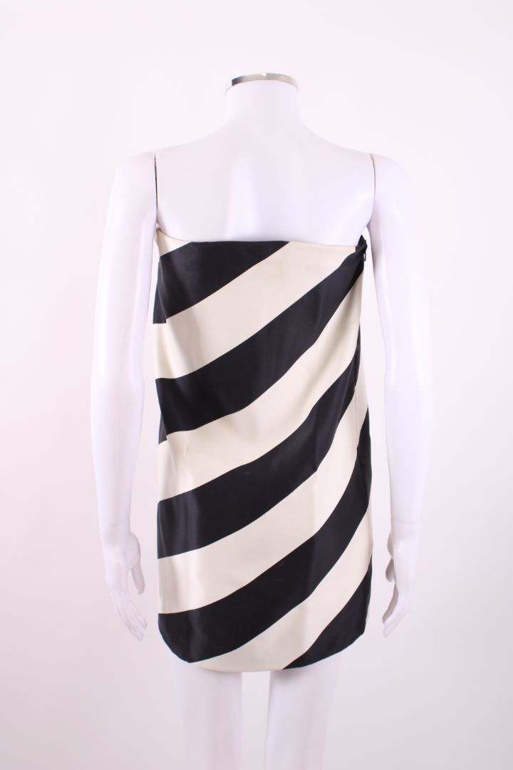 Saint Laurent Silk Bandeau Mini Dress Black & White 38