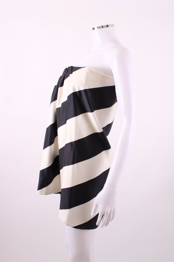 Saint Laurent Silk Bandeau Mini Dress Black & White 38