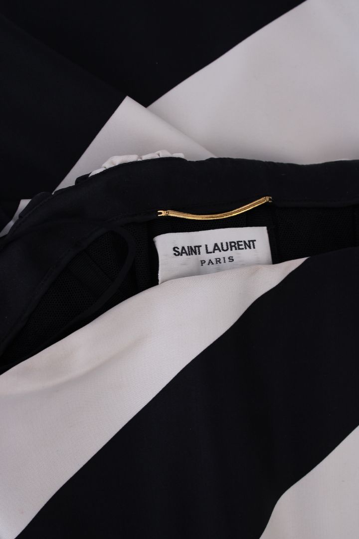 Saint Laurent Silk Bandeau Mini Dress Black & White 38