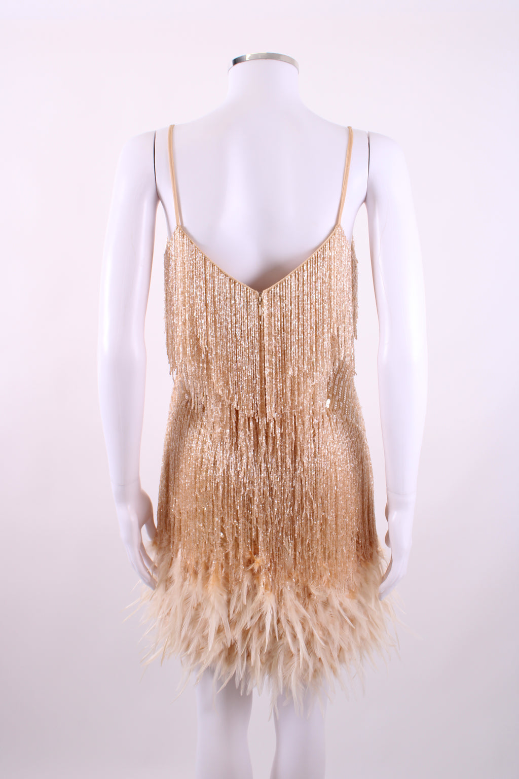 Nadine Merabi Dress feather/sequin Gold S/M