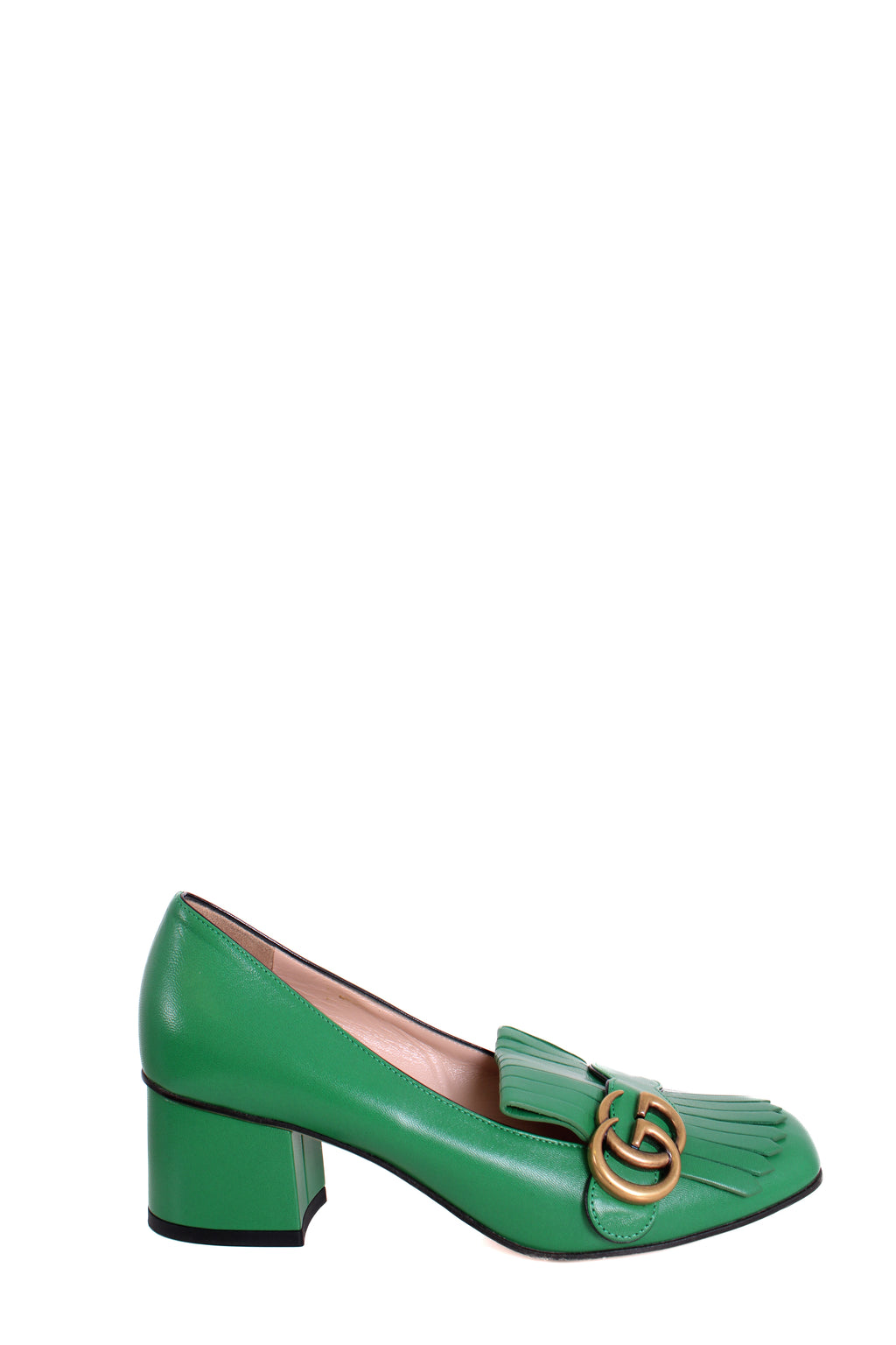 Gucci Marmont Fringe Block Heel Green 37