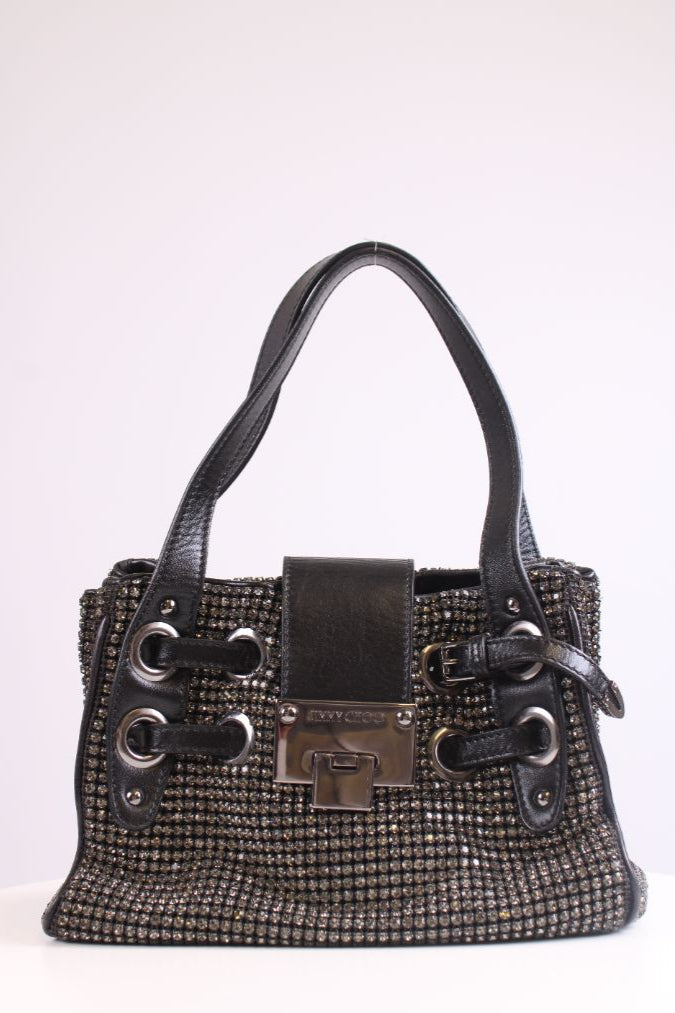 Jimmy Choo Swarovski Crystals Handbag Black