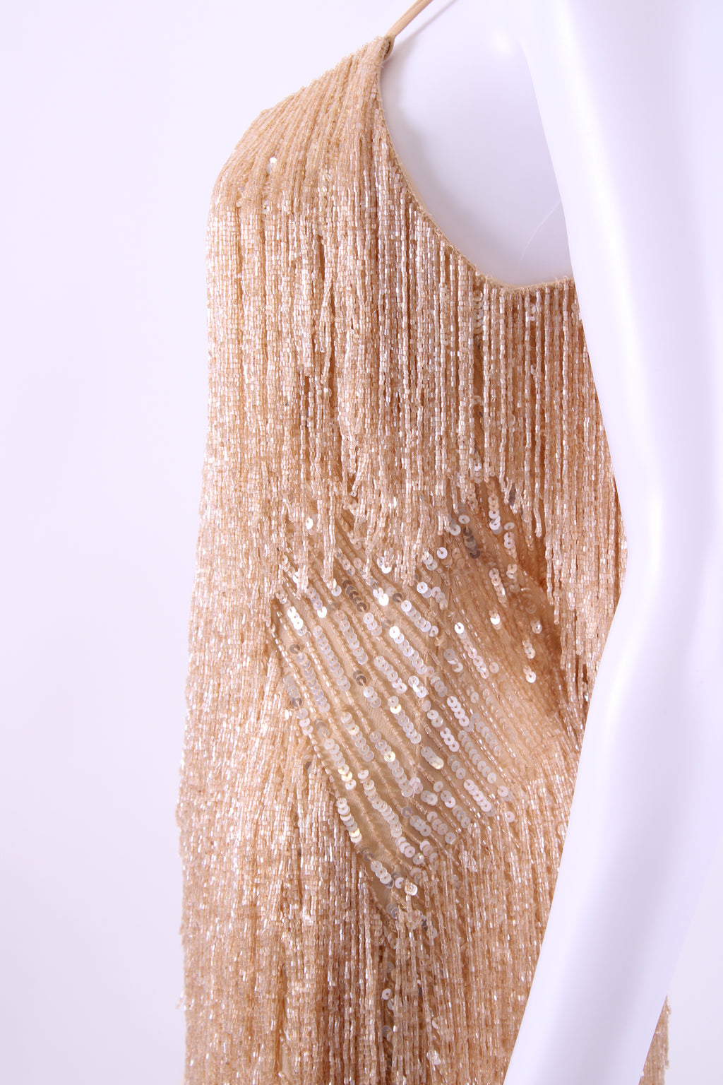 Nadine Merabi Dress feather/sequin Gold S/M
