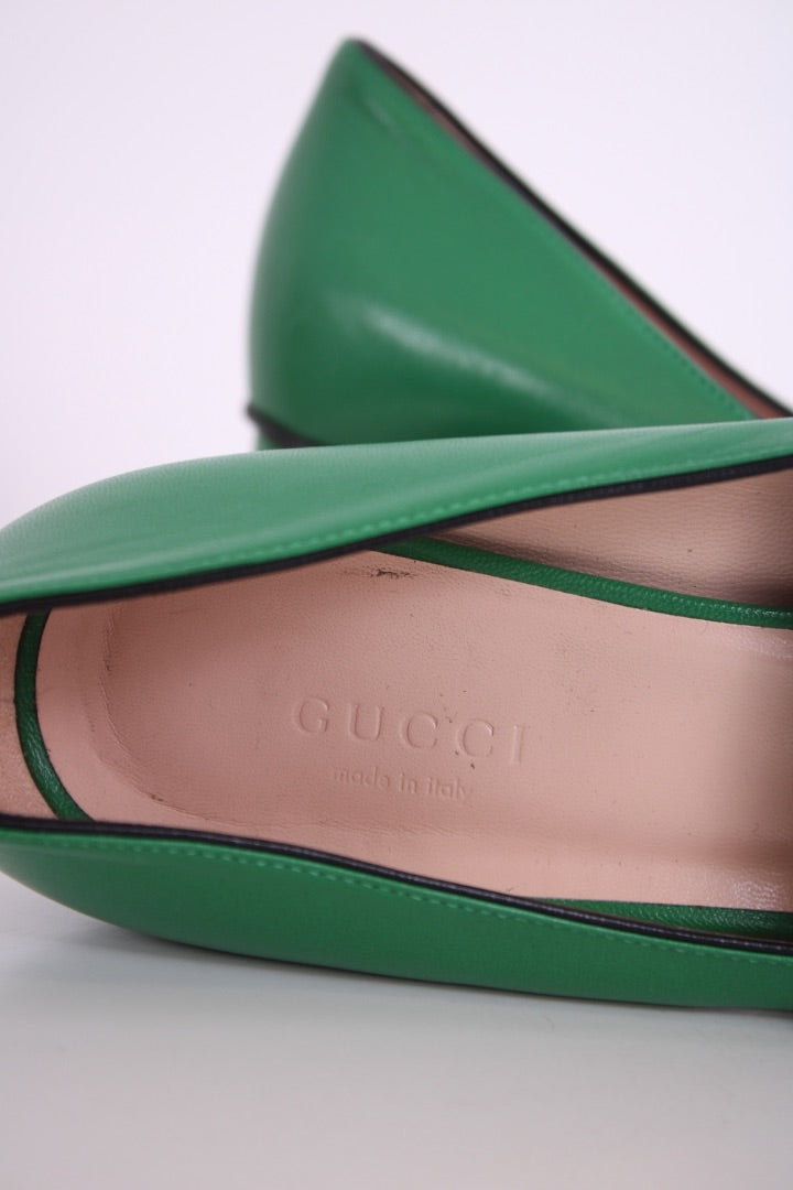 Gucci Marmont Fringe Block Heel Green 37