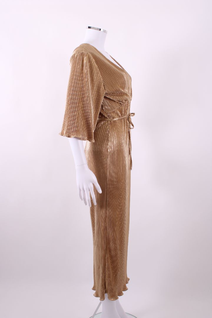 Never Fully Dressed Plisse Midi Dress Gold S