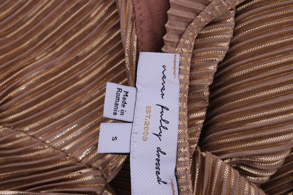 Never Fully Dressed Plisse Midi Dress Gold S