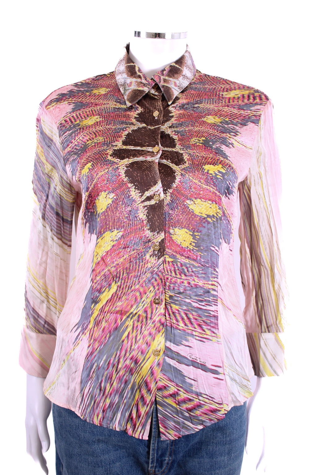 Roberto Cavalli L/S Print Shirt Pink/ Yellow M