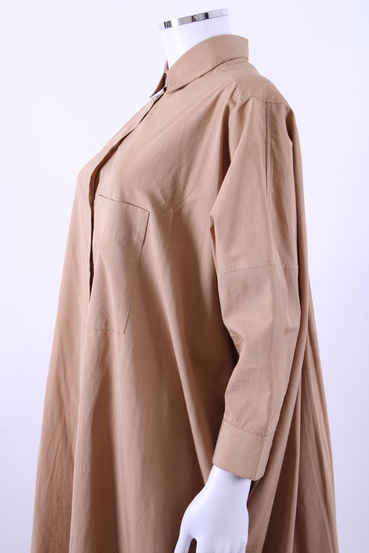 Jil Sander L/S Pleat Back Shirt Dress Beige 8