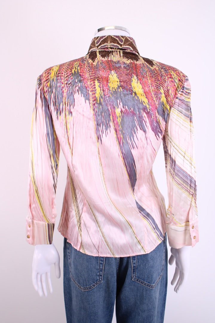 Roberto Cavalli L/S Print Shirt Pink/ Yellow M