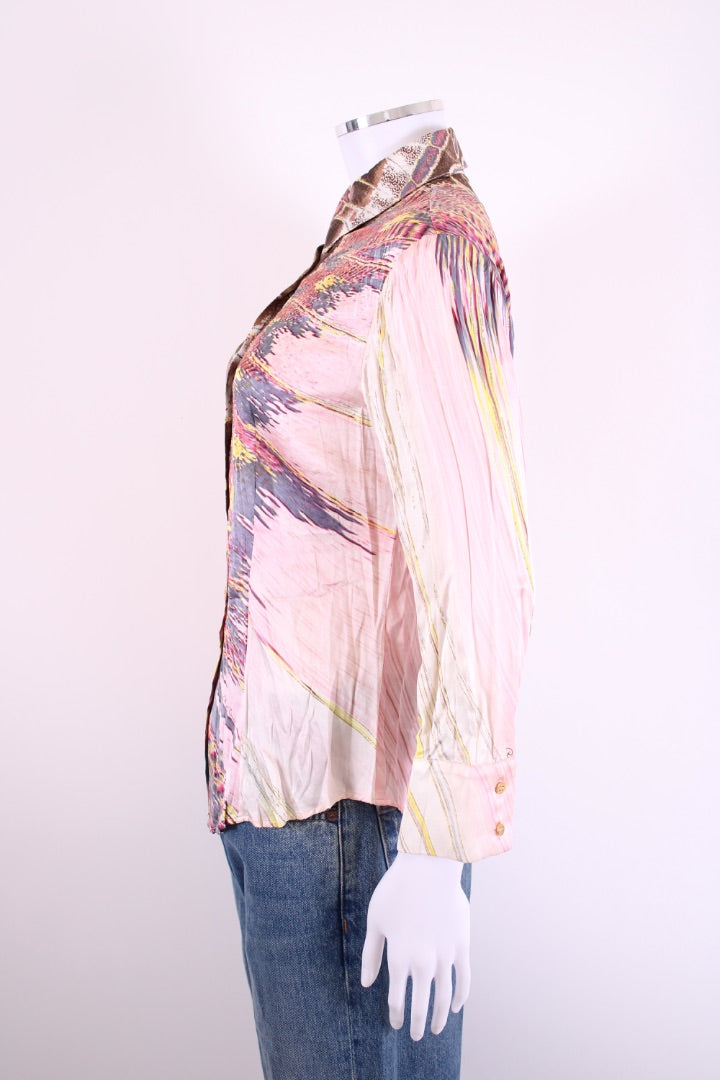 Roberto Cavalli L/S Print Shirt Pink/ Yellow M