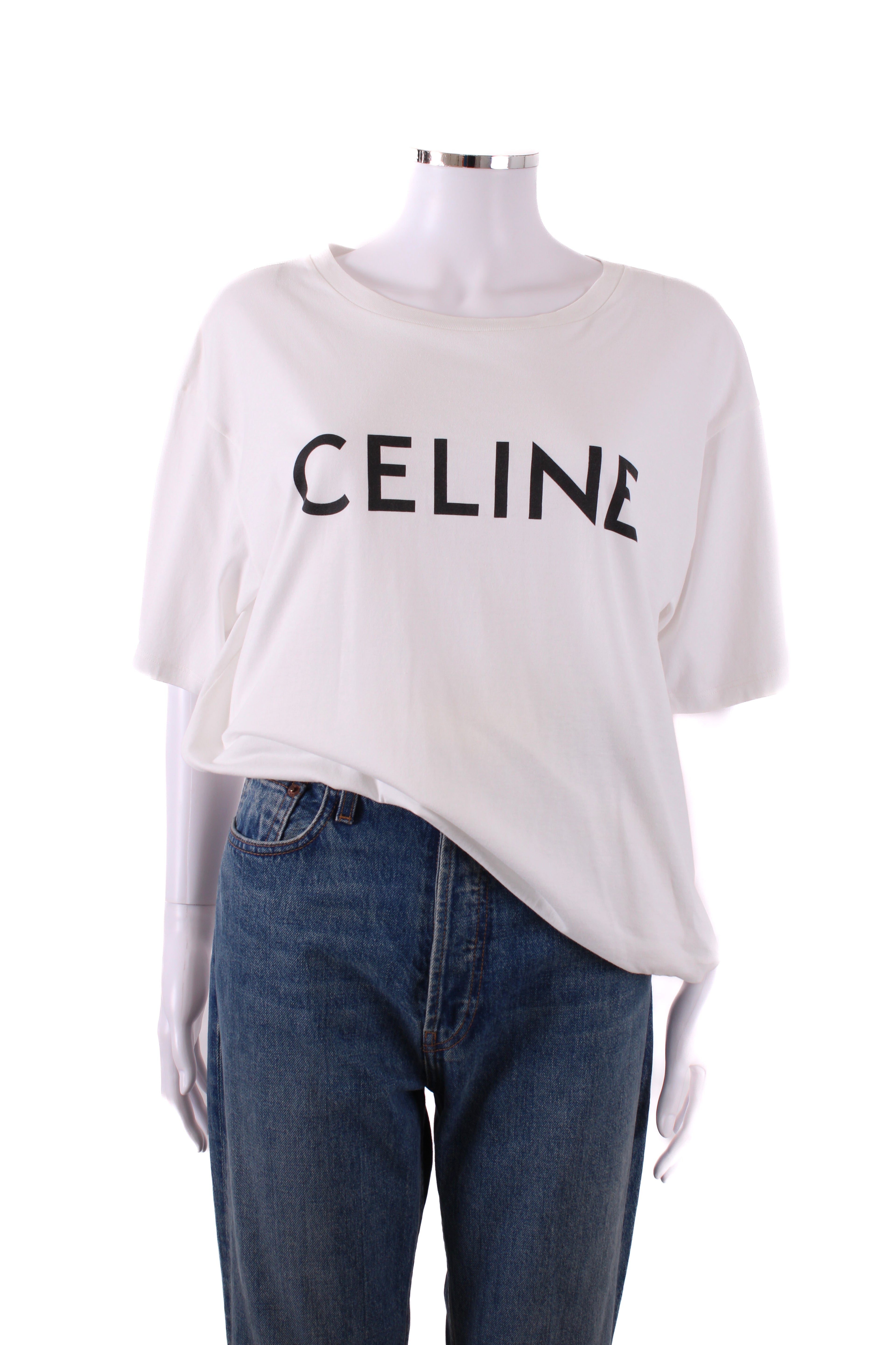 Celine Logo T-shirt White/ Black L