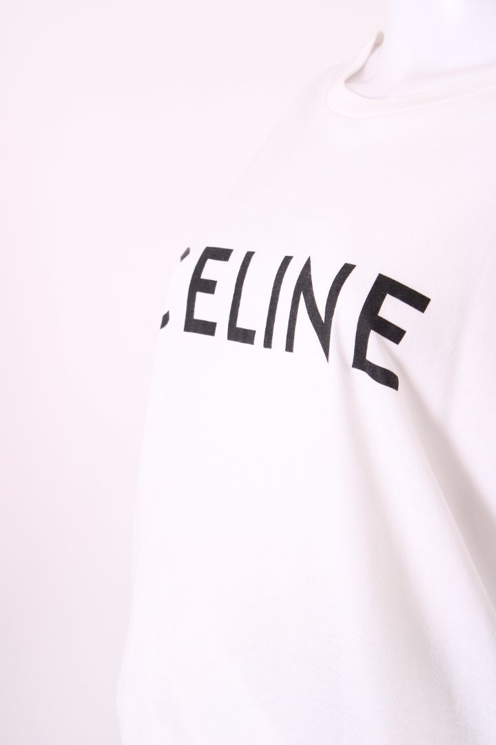 Celine Logo T-shirt White/ Black L