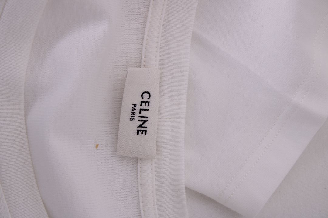 Celine Logo T-shirt White/ Black L