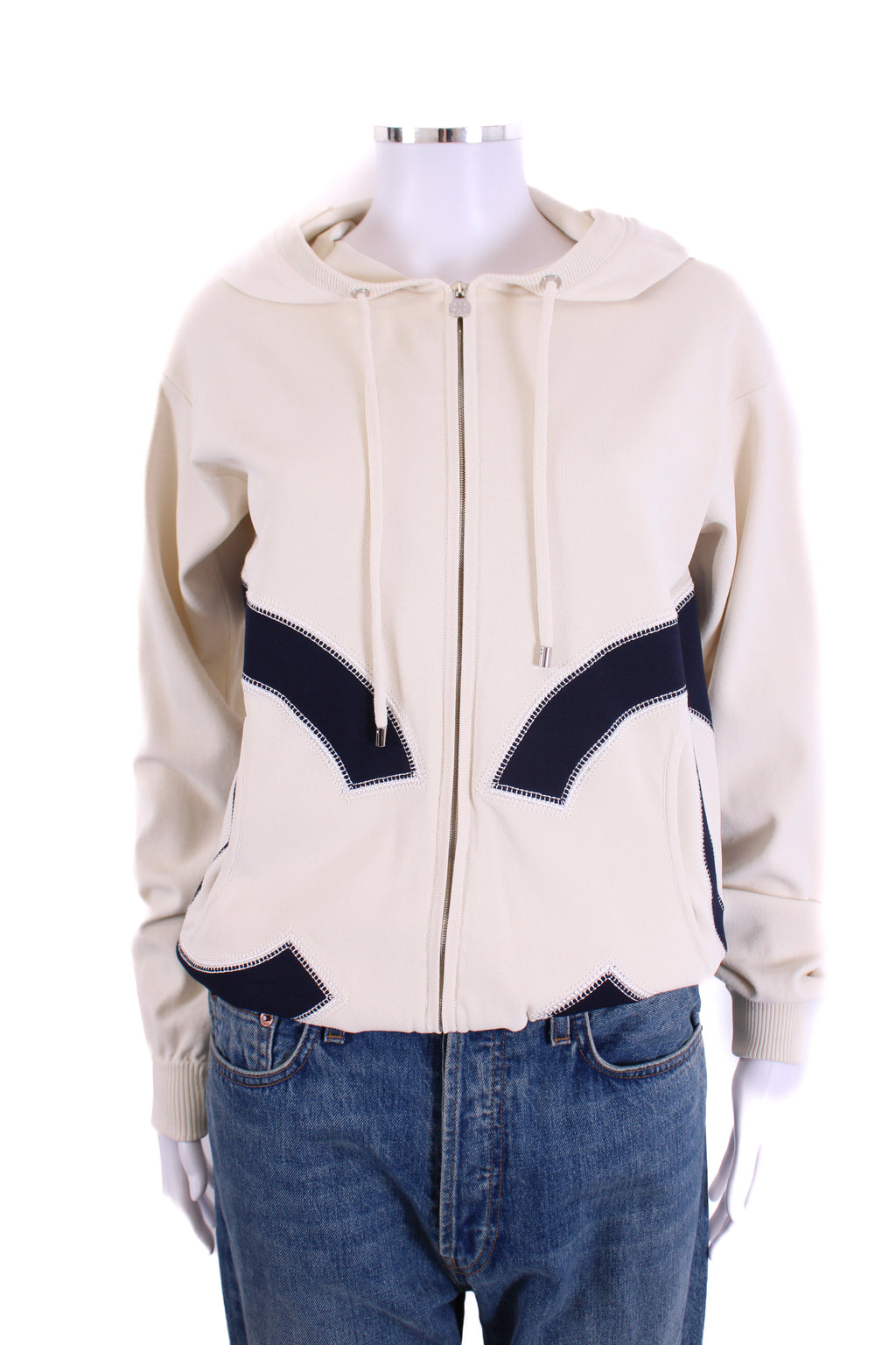 Chanel 2018 XL Logo Hoodie Cream/Navy 38