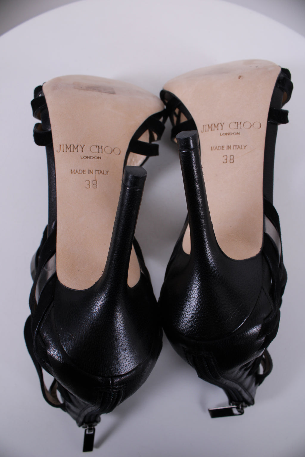 Jimmy Choo Peep Toe Heels Black/ Silver 38