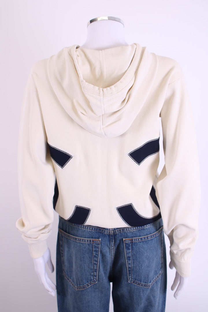 Chanel 2018 XL Logo Hoodie Cream/Navy 38