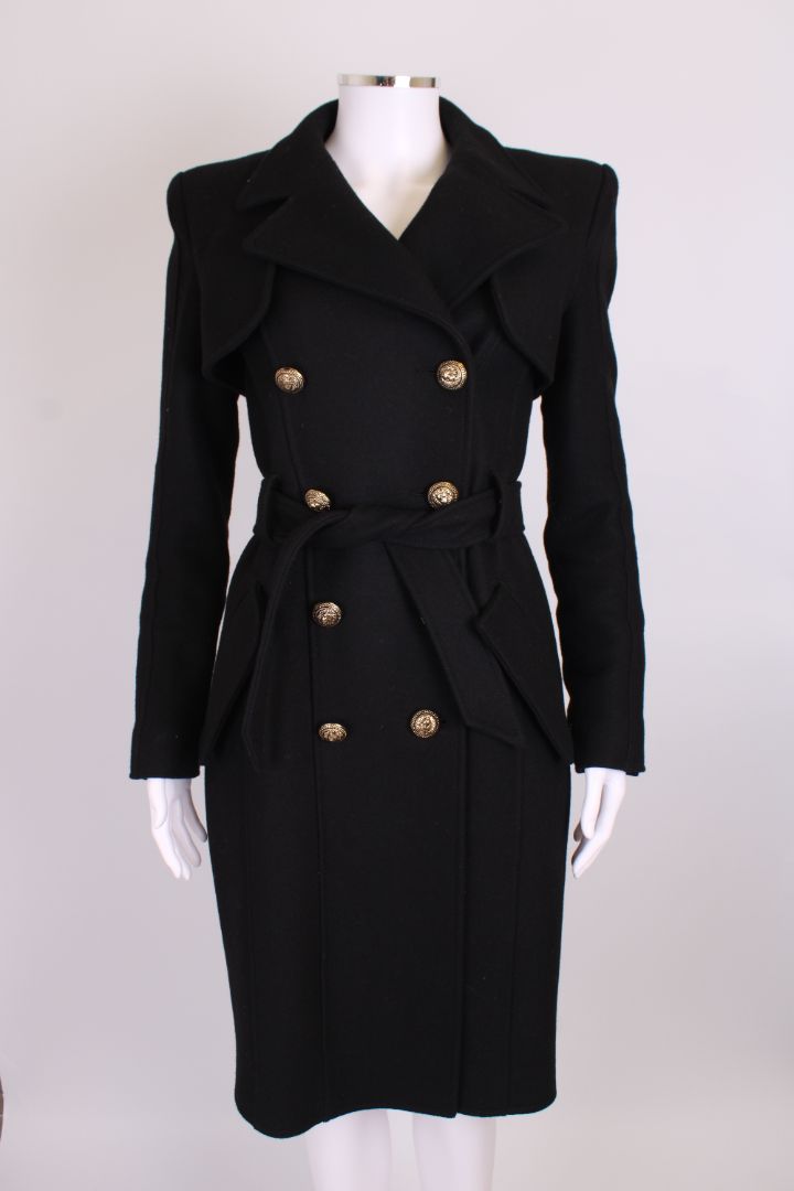 Balmin Double Breasted Button Coat Black M