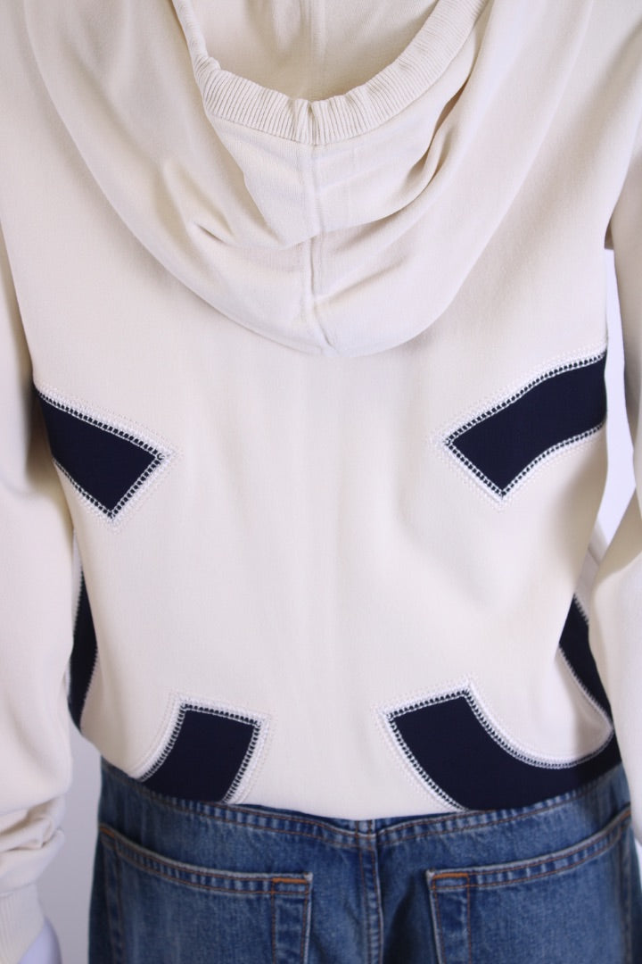 Chanel 2018 XL Logo Hoodie Cream/Navy 38
